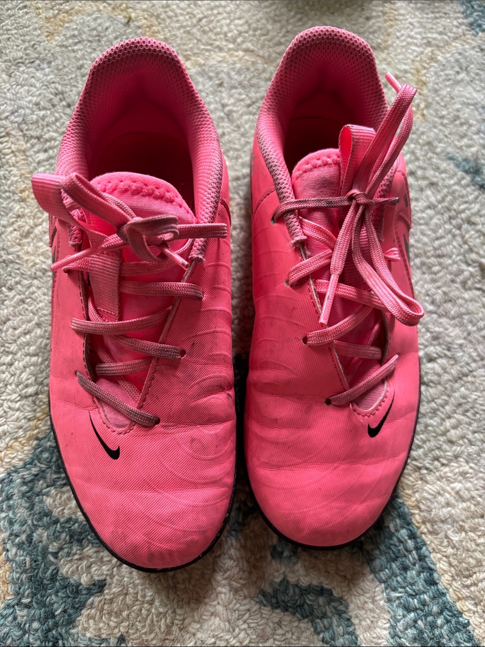 Nike Kids Hot Pink Lace-Up Athletic Sneakers with Black Swoosh
